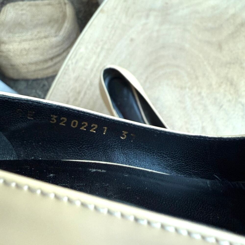 SAINT LAURENT Paris Platform Heels Nude Patent Leather Size 37.5 Italy Glam - Picture 5 of 12